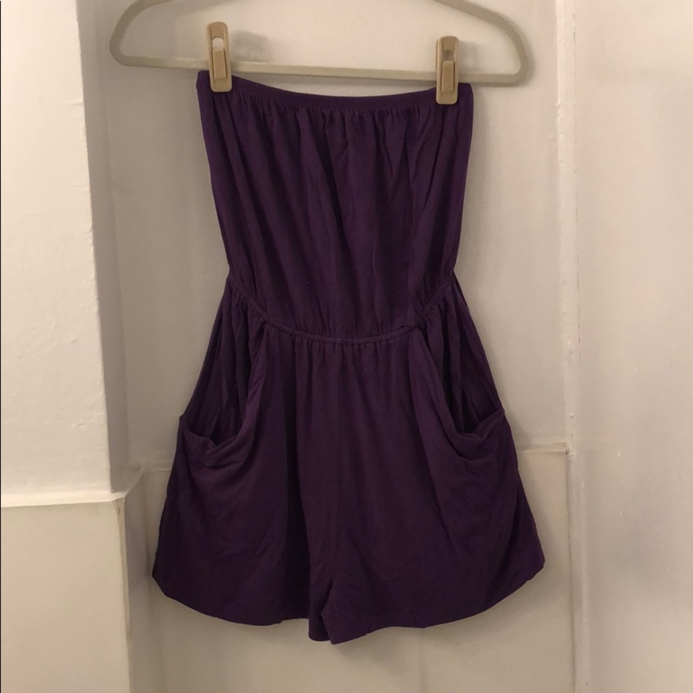 Tart strapless purple romper with pockets size s